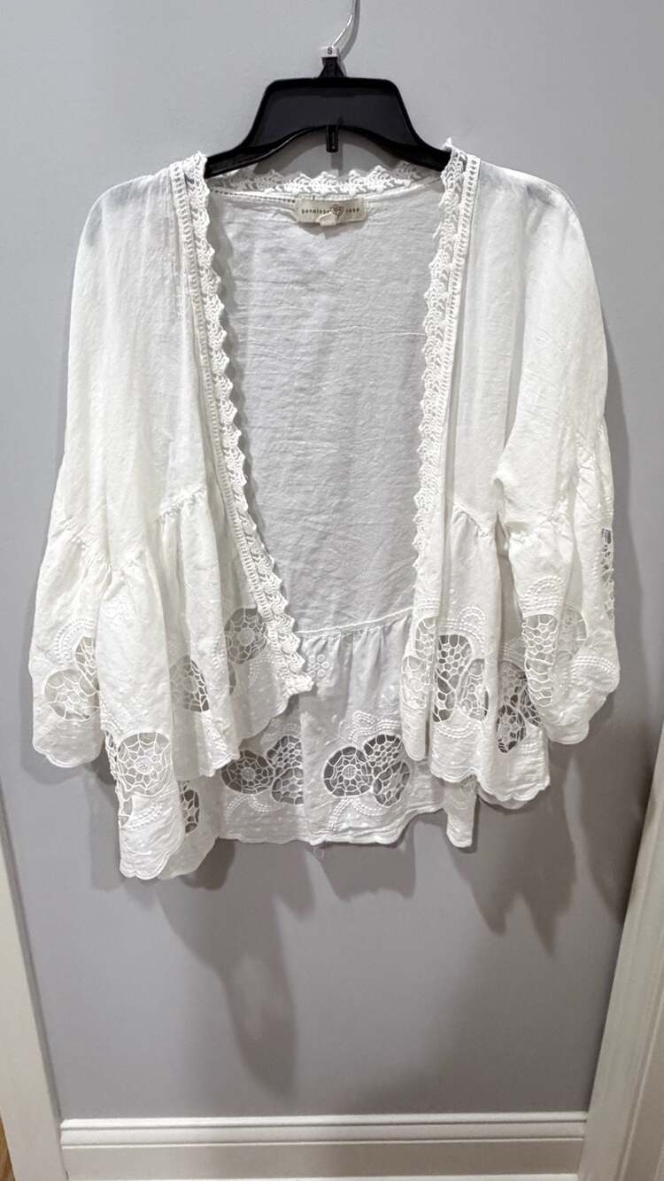 Kimono Cardigan White Crochet Lace 100% cotton wrap boho